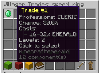 Trade Editor showing configured villager trades